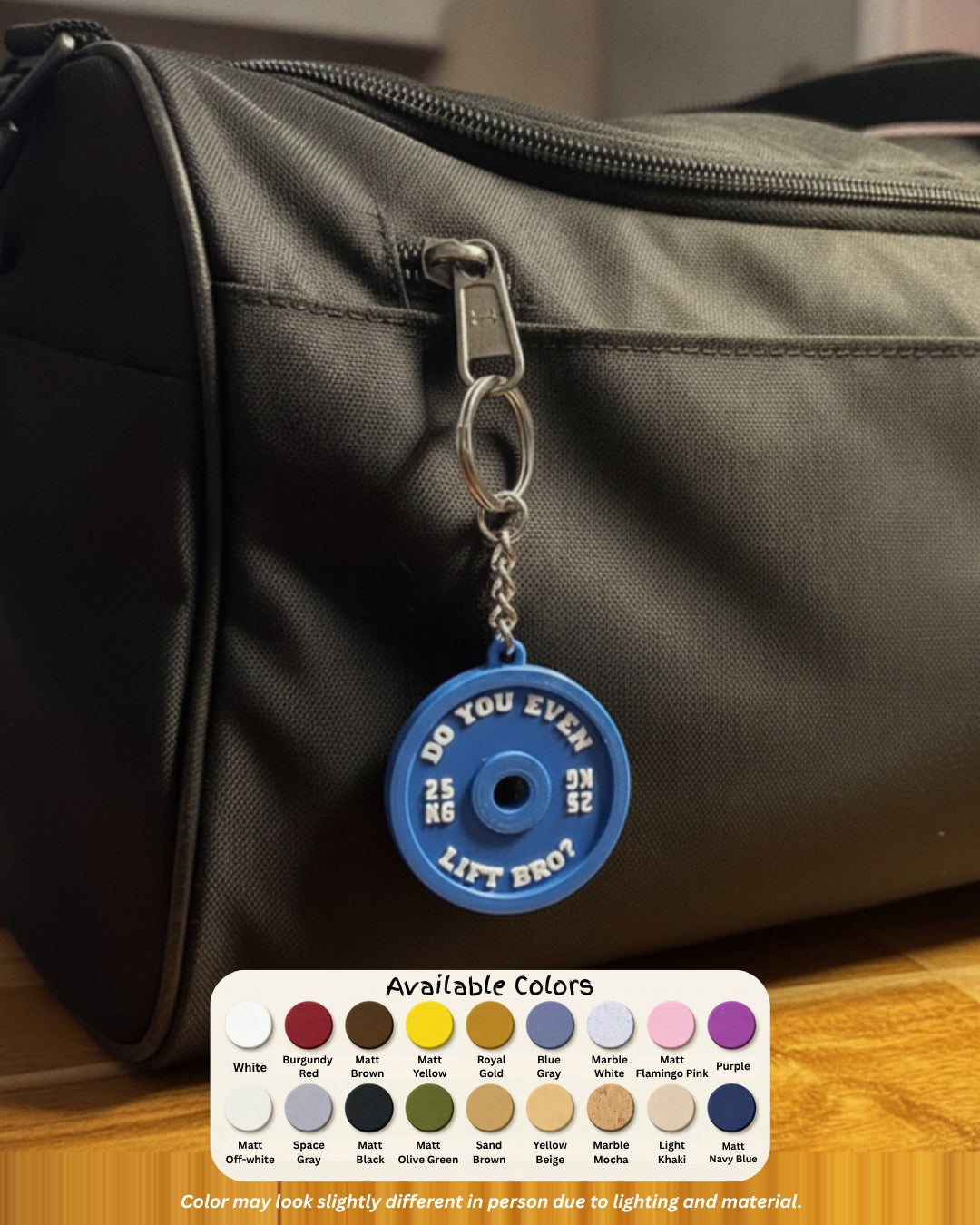 Weight Plate Keychain available colors