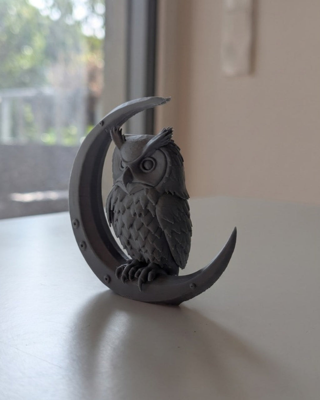 Owl on Crescent Moon Koshindo Art