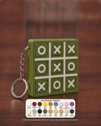Tic Tac Toe Keychain with available colors palette card showing 18 filament colors
